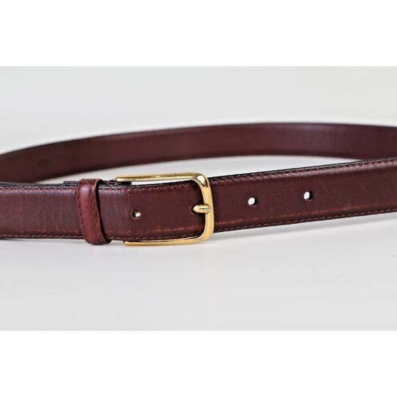 Vintage Henry Grethel Brown Leather Skinny Buckle Belt Size 34 / 85 main image 5